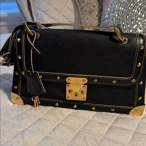 Louis Vuitton Black and Gold Studded Shoulder Bag